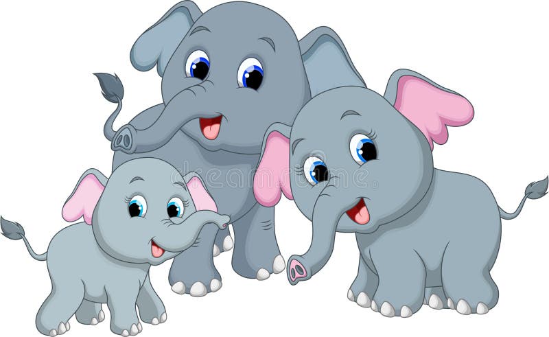 Elephant family cartoon stock illustration. Illustration of mascot -  43471745