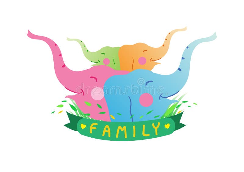 Elephant Family. Vector Illustration, Stock Vector - Illustration of