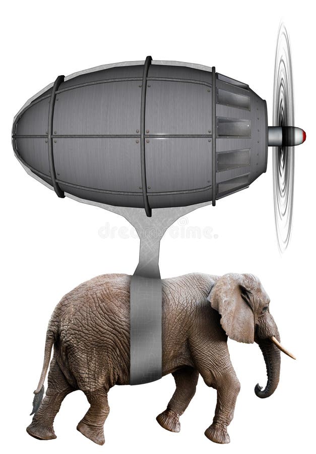 Elephant Flying Machine Isolated