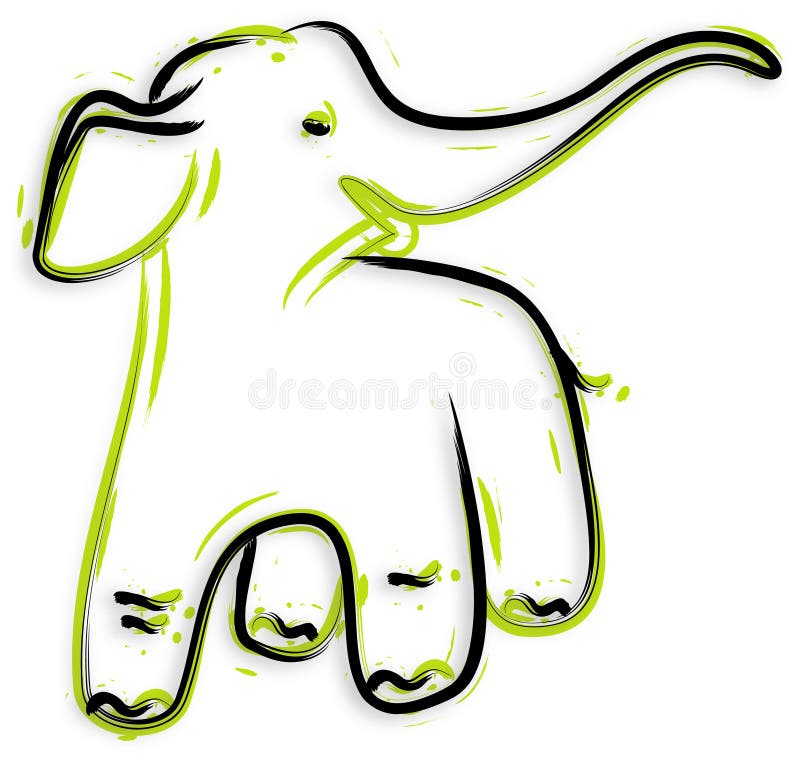 Hand drawn full of happy young elephant. Hand drawn full of happy young elephant