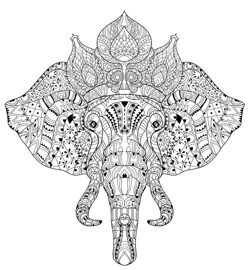 Adult Coloring Book,page a Cute Elephant Image for Relaxing Activity.Zen  Art Style Illustration for Print. Stock Vector - Illustration of flower,  outline: 131265378