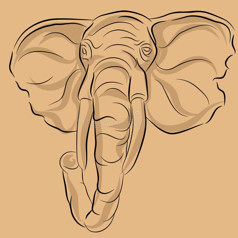Elephant Head Drawing stock vector. Illustration of