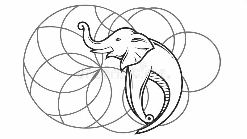 Elephant head illustration with intricate geometric patterns vector design Generative AI royalty free illustration