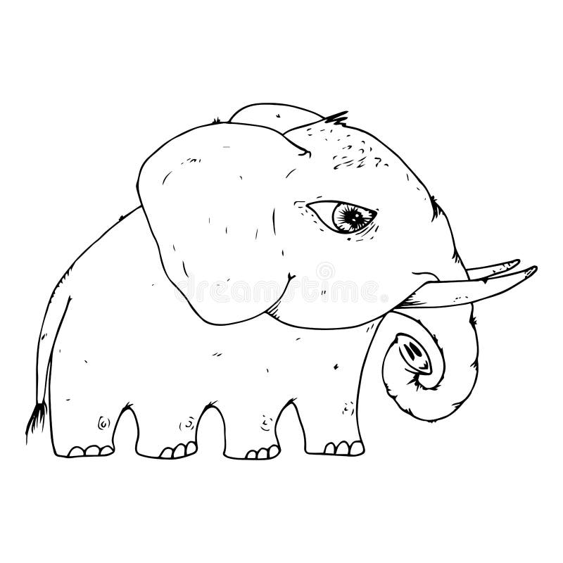 Elephant Logo. Vector Of Cartoon Elephant. Hand Drawn Cute Elephant