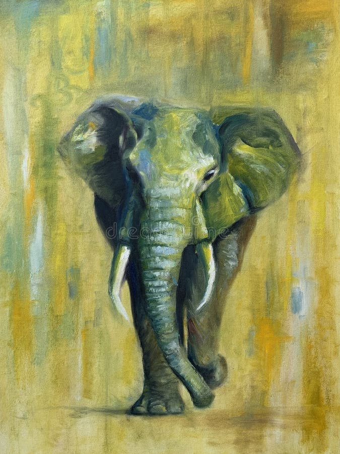 Elephant Oil Painting, Colorful and Abstract. Hand Made Painting 