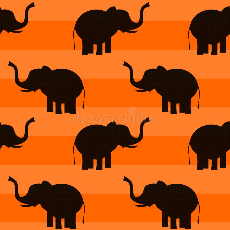 Elephant On Orange Background Seamless Pattern Illustration Stock Vector Illustration of asia