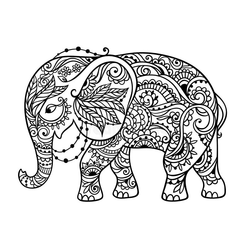 Elephant Ornate Art. Vector Illustration Animal Stock Vector ...