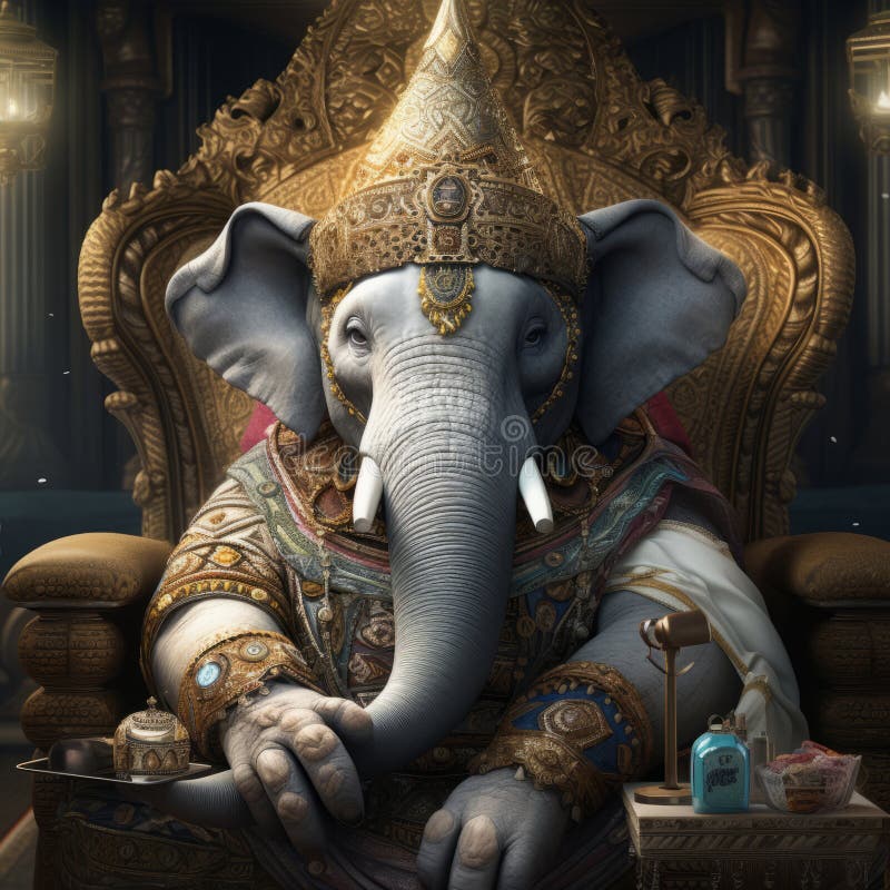 An Elephant Sitting in a Chair Stock Illustration Illustration of