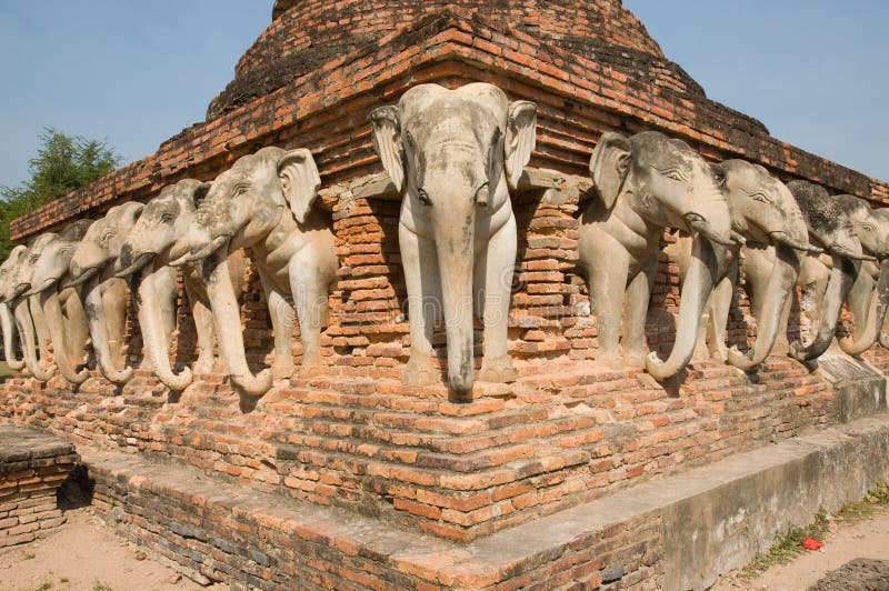 Elephant statue around pagoda