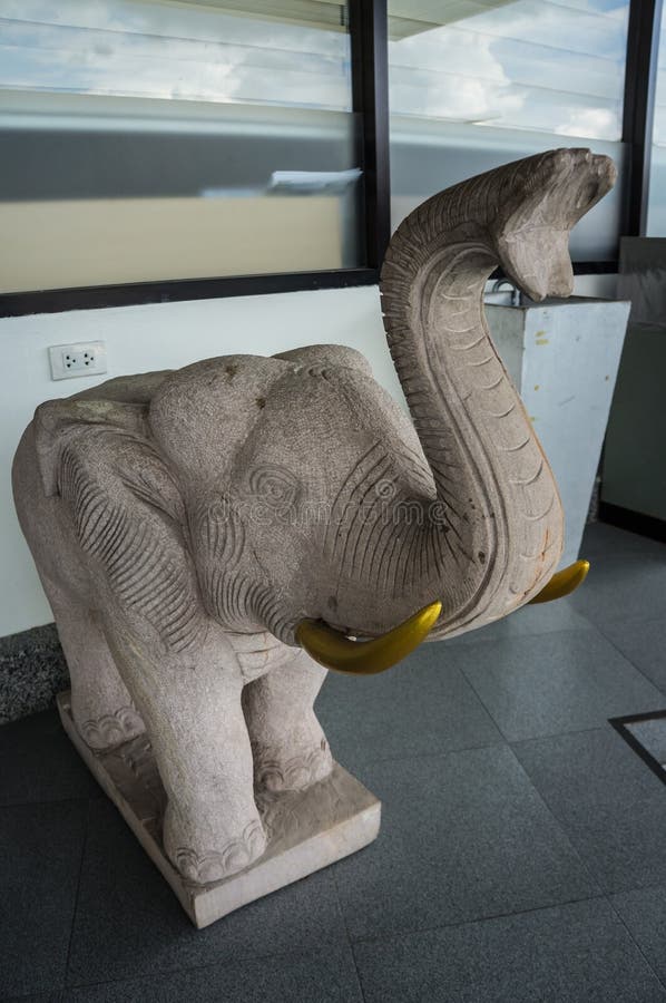 Elephant Statue with Gold Ivory Stock Image Image of structure, lime