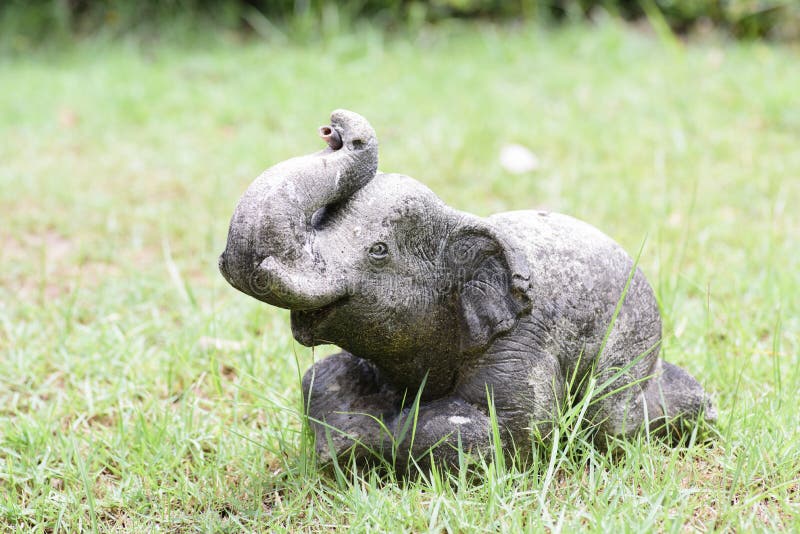 Elephant Statue on the Lawn Stock Image Image of decor, nature 55935171