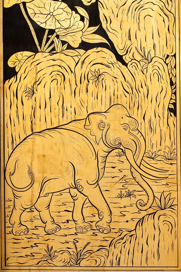 Elephant in traditional Thai style painting