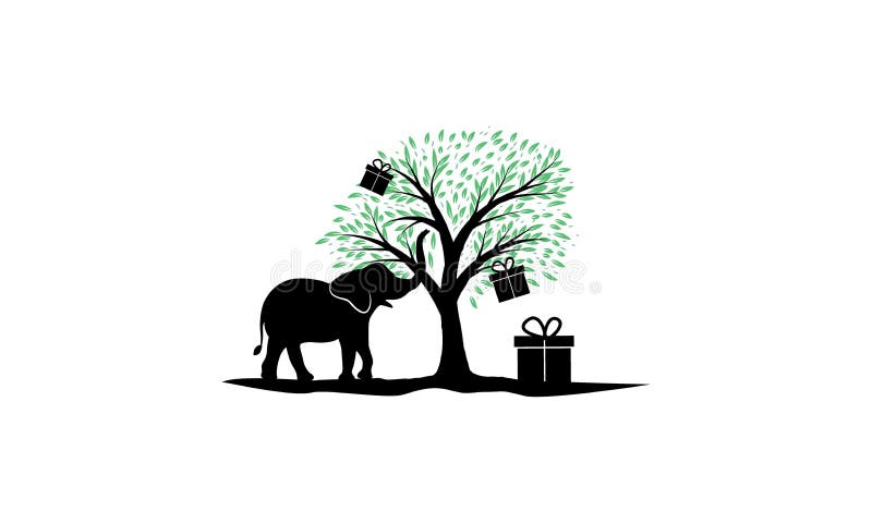 Elephant with Tree and Box Logo Design Stock Vector - Illustration of