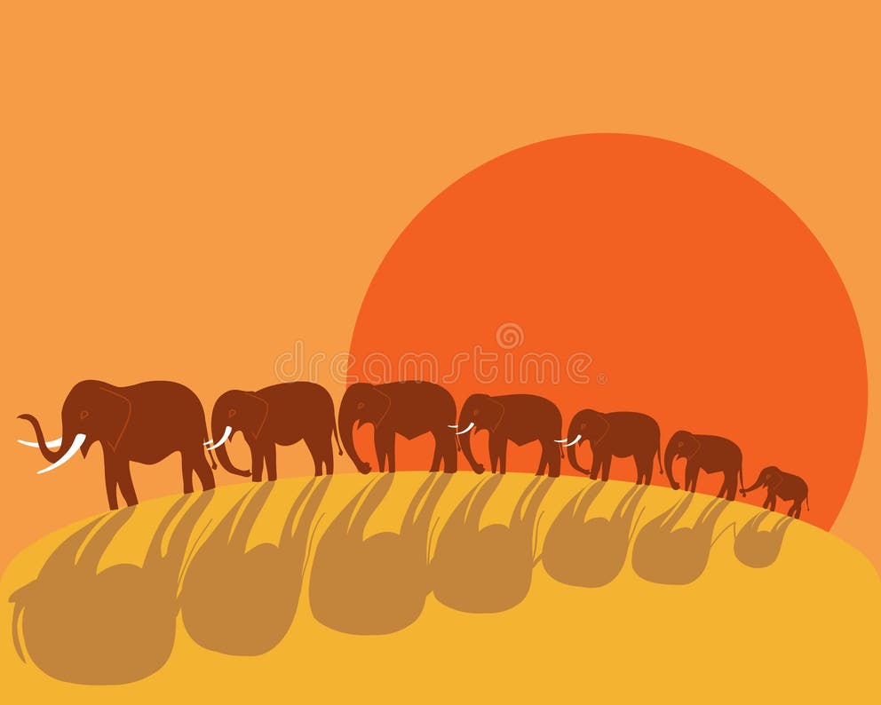 Group African Elephants Stock Illustrations 392 Group African