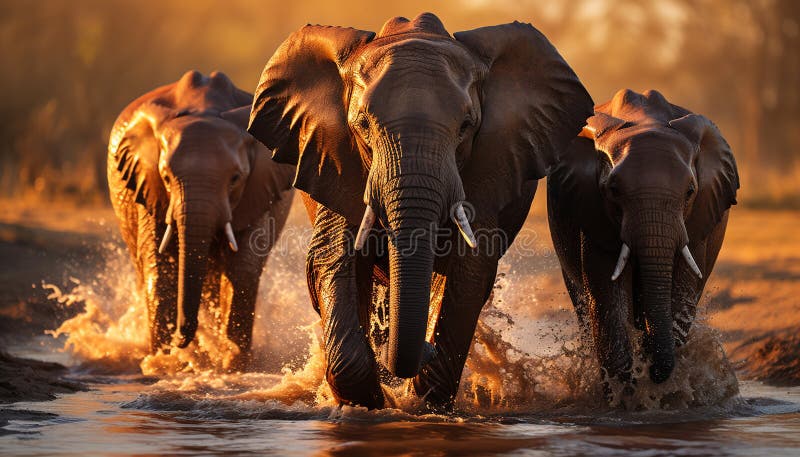 Elephants roam fritt i afrikansk vildmark, en majestät syn som genererats av ai. Elephants roam fritt i afrikansk vildmark. En stor syn som genererats av artificiell intelligens