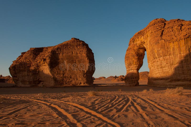 Eleplant Rock formation in the deserts of Saudi Arabia royalty free stock images