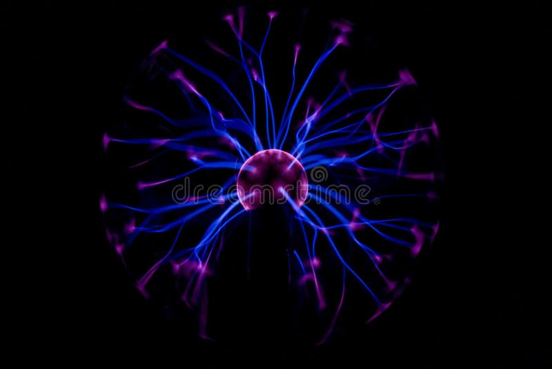 Streaks of static electricity in a colorful, decorative plasma ball. Streaks of static electricity in a colorful, decorative plasma ball.