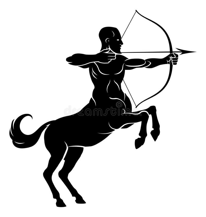 Centaur concept of mythical centaur archer half horse half man character aiming a bow and arrow. Centaur concept of mythical centaur archer half horse half man character aiming a bow and arrow
