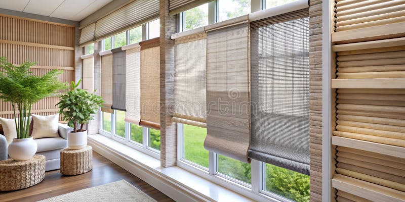 Elevar el estilo de sus casas con opciones modernas de sombra de ventanas Sombrillas de colores celulares y más para el control de stock de ilustración