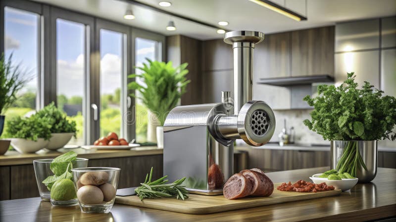 Elevate Your Culinary Creations Modern Meat Grinders for a Stylish Innovative Kitchen vector illustration