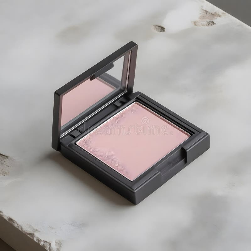 Sleek and Sophisticated Minimalist Makeup Compact on Stone Surface stock illustration