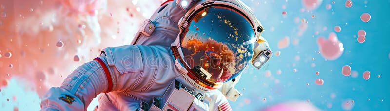 Elevate your message with a captivating image of an Astronaut Chef from a wormseye view vector illustration