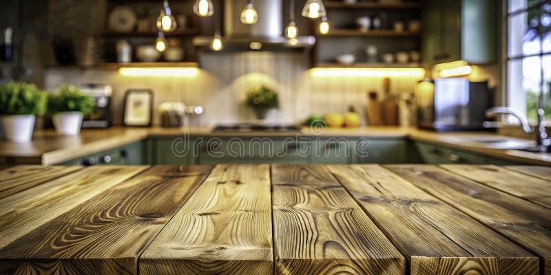 Rustic Wooden Tabletop Mockup for Stunning Ecommerce Product Photography Showcase Your Items in a Warm Inviting Kitchen vector illustration