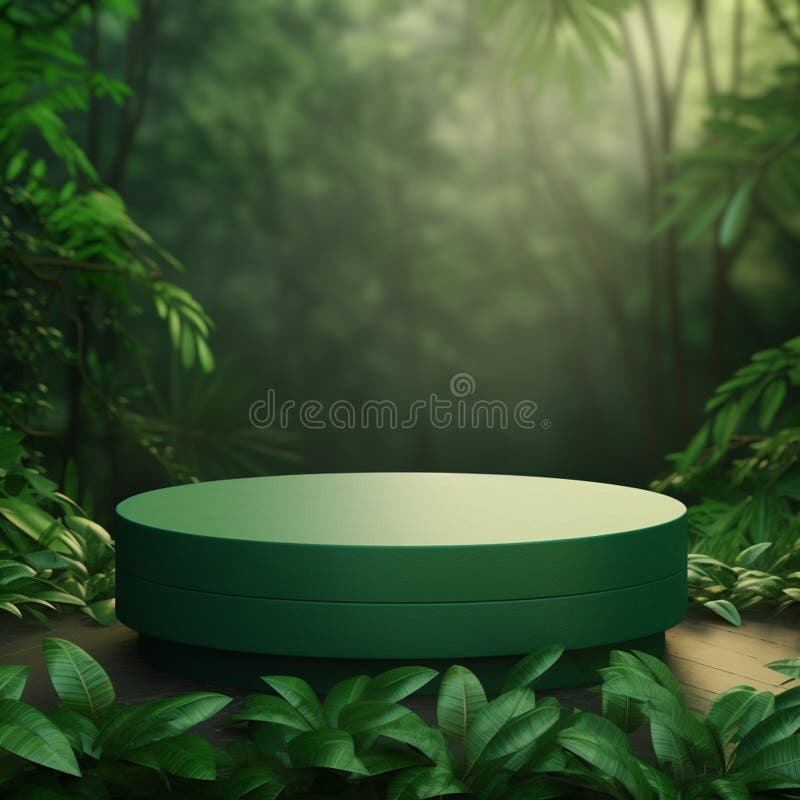 AI Generative Naturel product display background stage with blank podium pedestal stock illustration