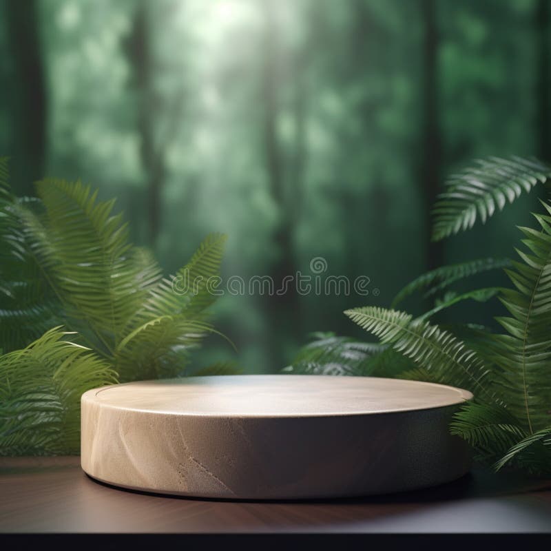 AI Generative Naturel product display background stage with blank podium pedestal vector illustration