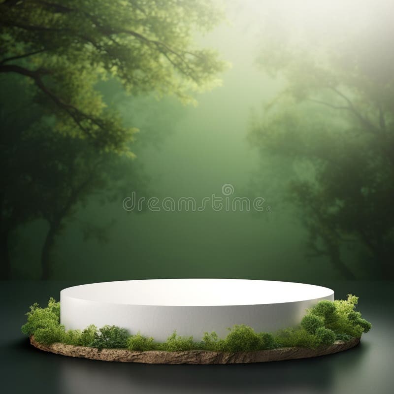AI Generative Naturel product display background stage with blank podium pedestal vector illustration