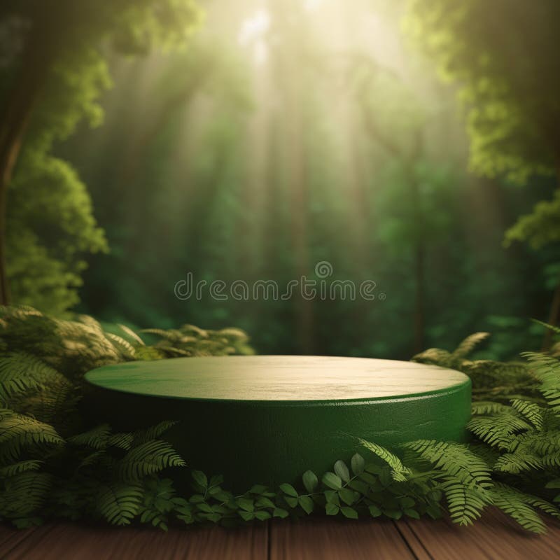 AI Generative Naturel product display background stage with blank podium pedestal stock illustration