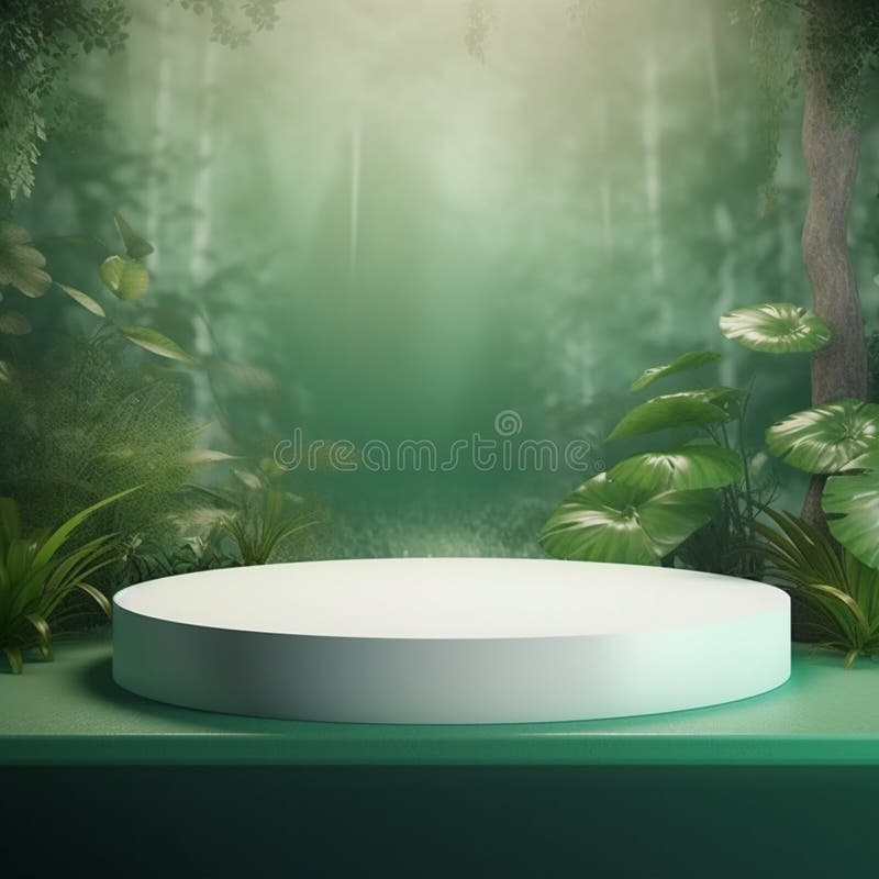 AI Generative Naturel product display background stage with blank podium pedestal stock illustration