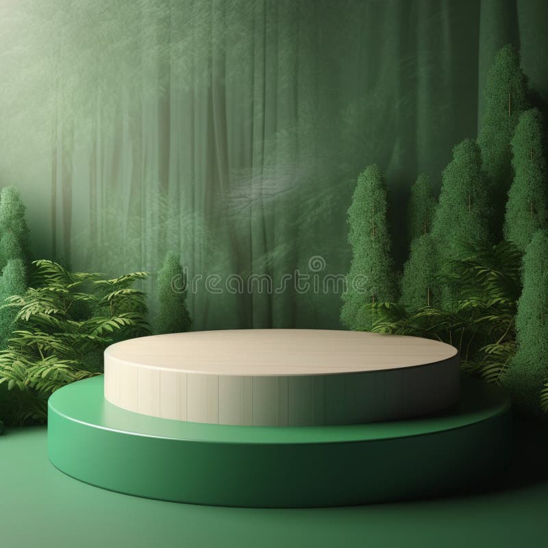 AI Generative Naturel product display background stage with blank podium pedestal stock illustration