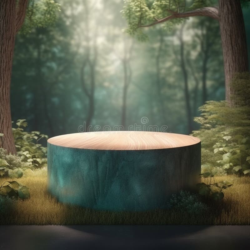 AI Generative Naturel product display background stage with blank podium pedestal stock illustration