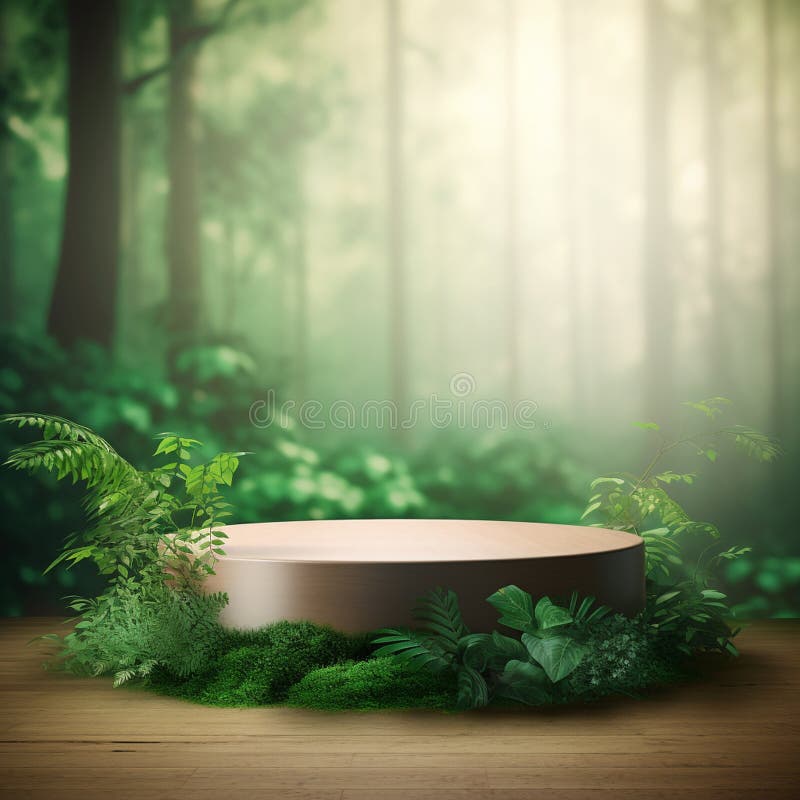 AI Generative Naturel product display background stage with blank podium pedestal vector illustration