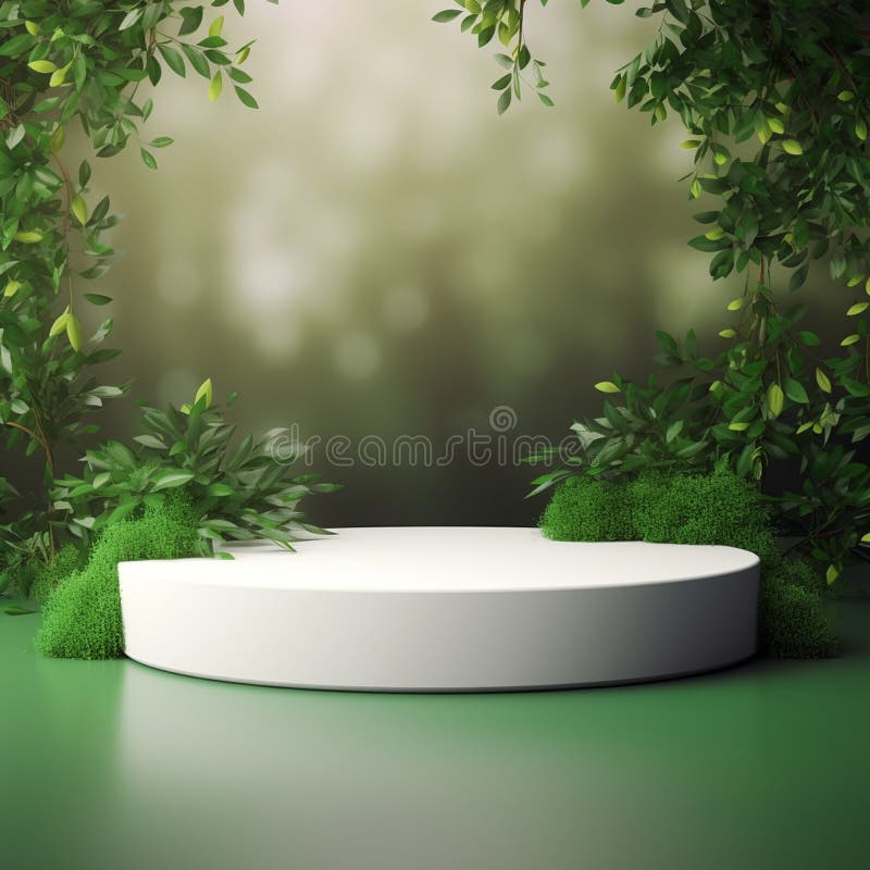 AI Generative Naturel product display background stage with blank podium pedestal stock illustration