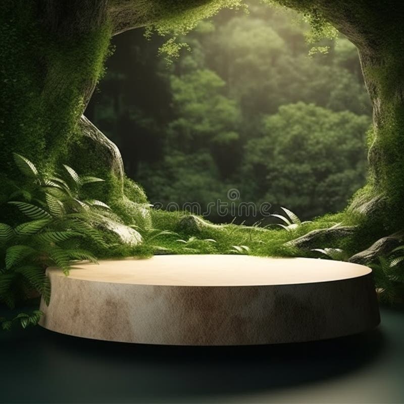 AI Generative Naturel product display background stage with blank podium pedestal royalty free illustration