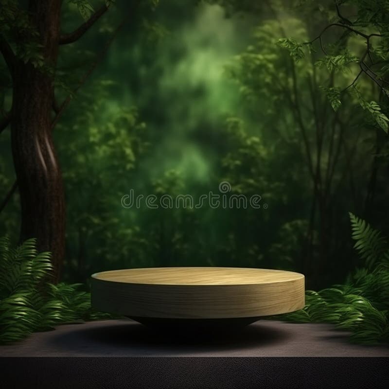 AI Generative Naturel product display background stage with blank podium pedestal stock illustration