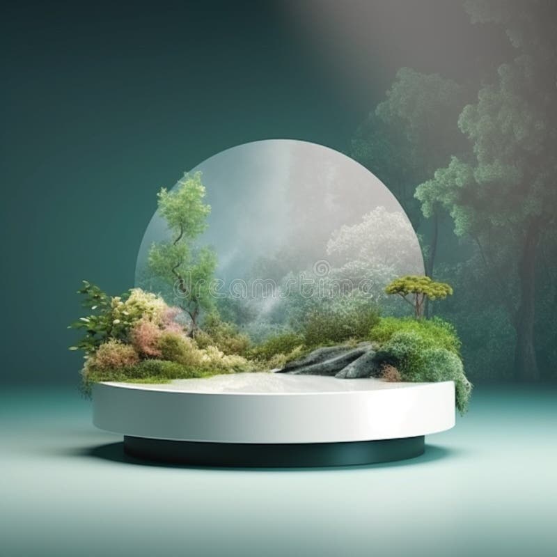 AI Generative Naturel product display background stage with blank podium pedestal vector illustration