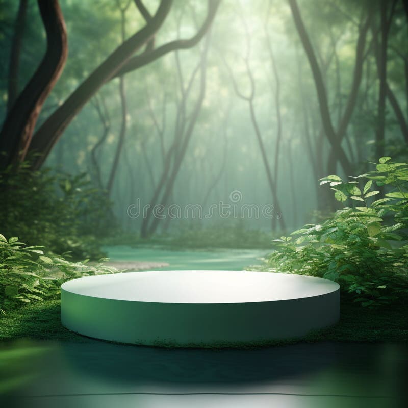 AI Generative Naturel product display background stage with blank podium pedestal stock illustration