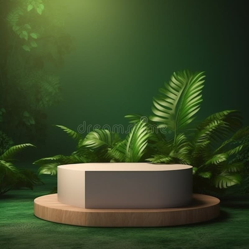 AI Generative Naturel product display background stage with blank podium pedestal royalty free illustration