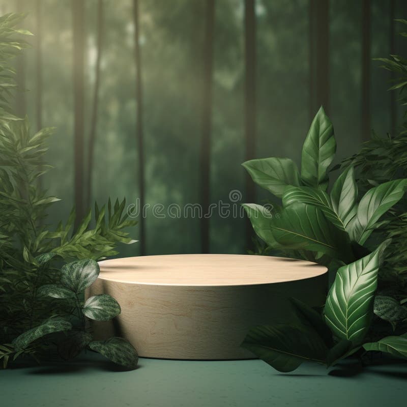 AI Generative Naturel product display background stage with blank podium pedestal royalty free illustration