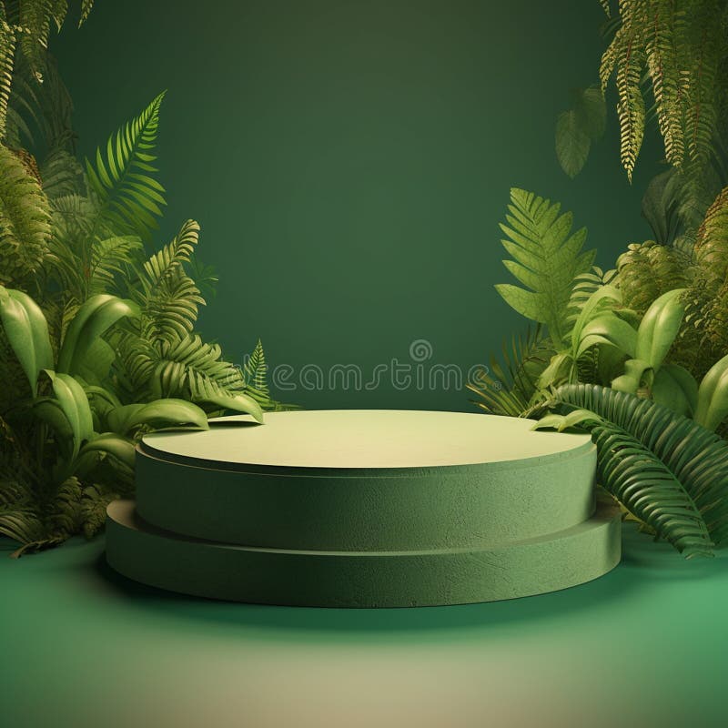 AI Generative Naturel product display background stage with blank podium pedestal vector illustration
