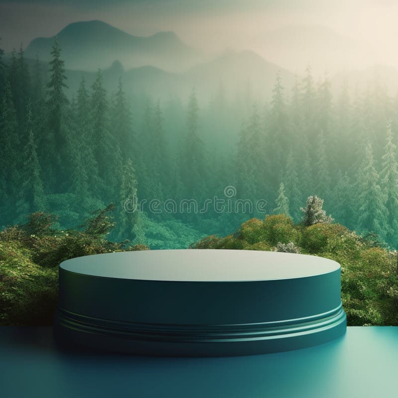 AI Generative Naturel product display background stage with blank podium pedestal vector illustration