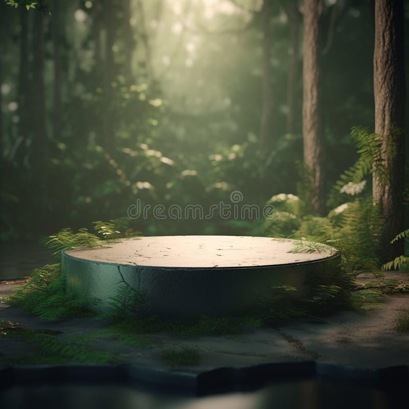 AI Generative Naturel product display background stage with blank podium pedestal stock illustration