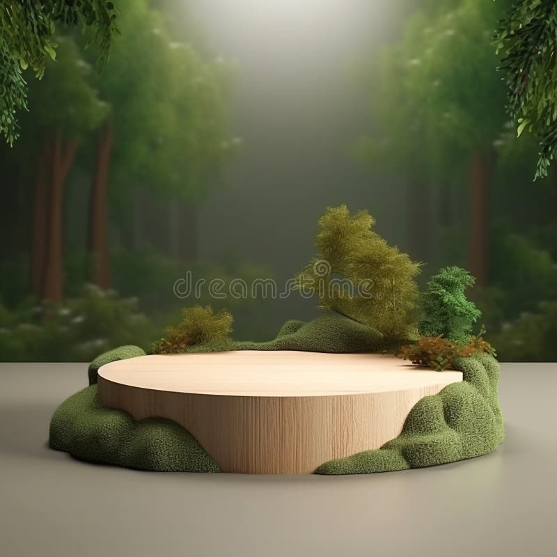 AI Generative Naturel product display background stage with blank podium pedestal vector illustration