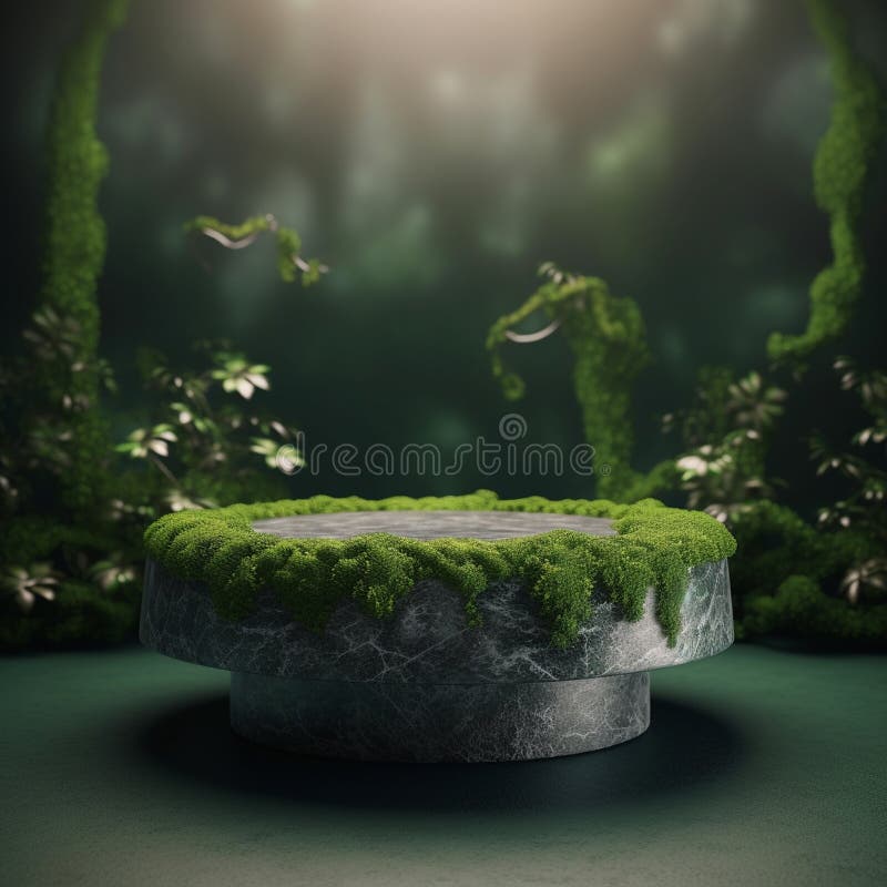 AI Generative Naturel product display background stage with blank podium pedestal vector illustration