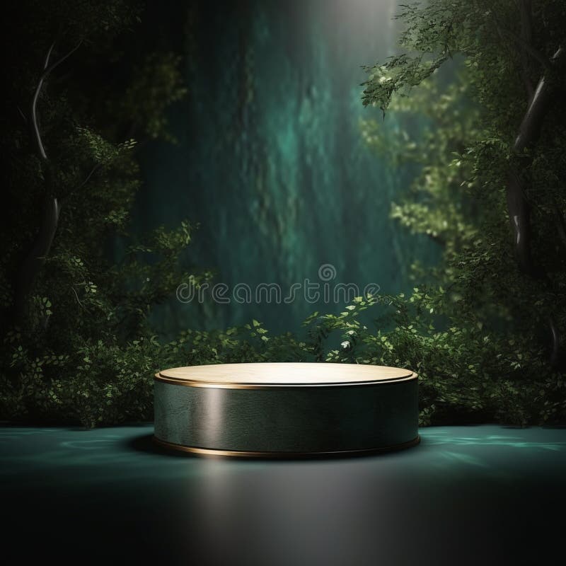 AI Generative Naturel product display background stage with blank podium pedestal vector illustration