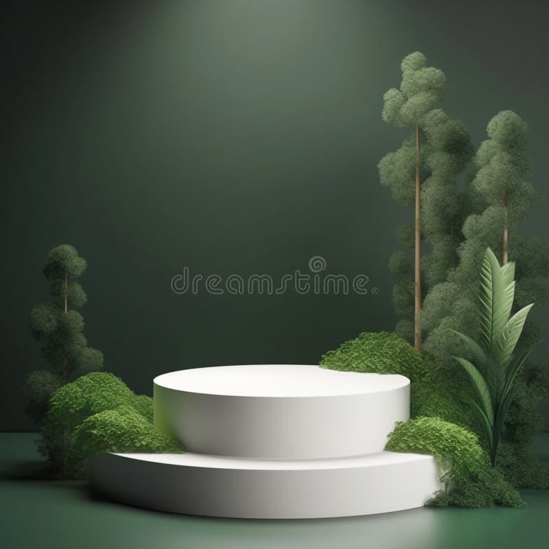 AI Generative Naturel product display background stage with blank podium pedestal vector illustration