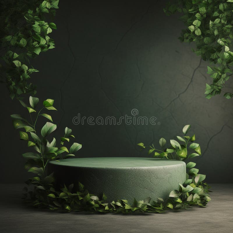 AI Generative Naturel product display background stage with blank podium pedestal vector illustration